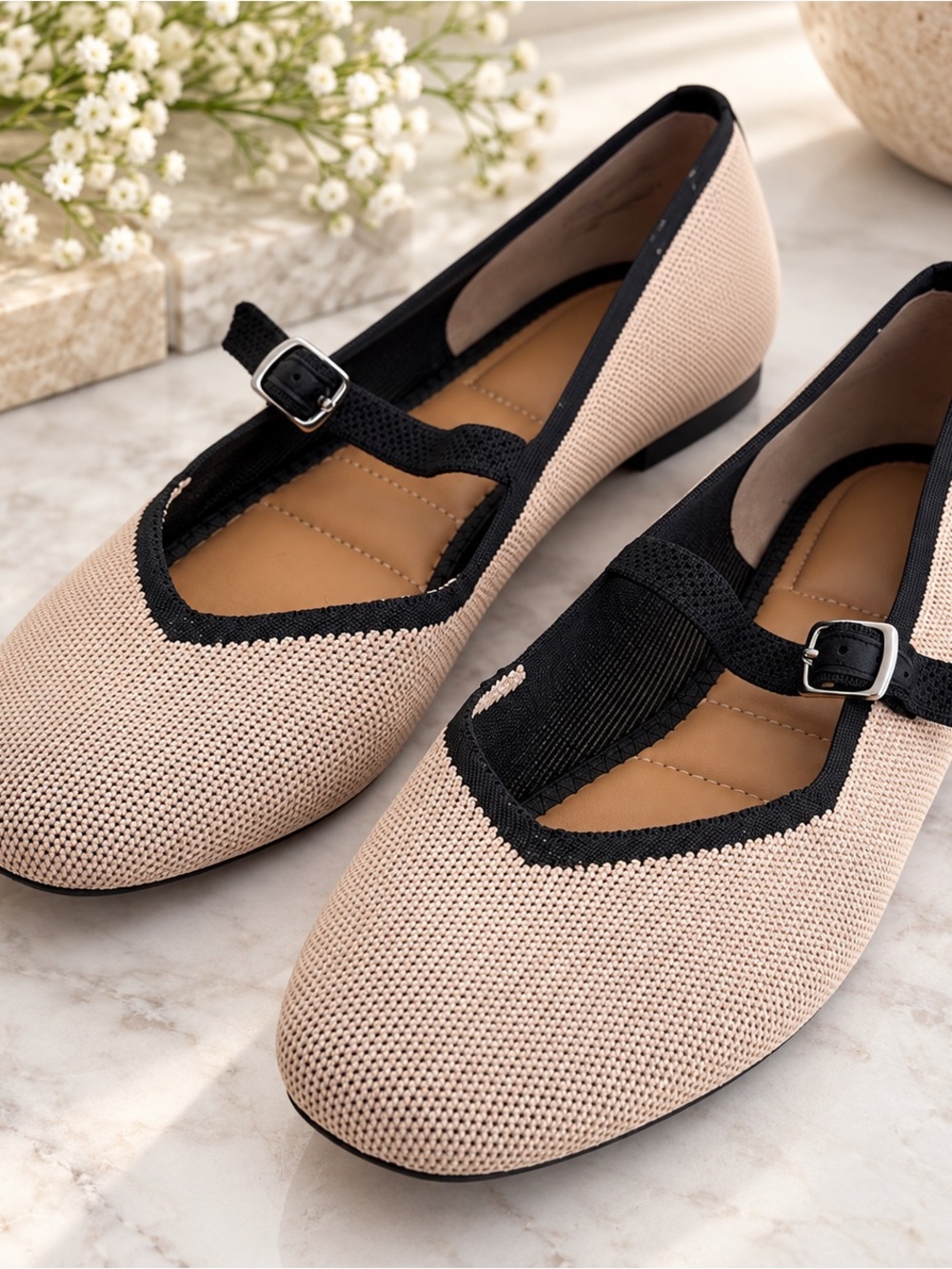 Kelly & Katie Sophi Mary Jane Flats Beige Black 8.5 Wide